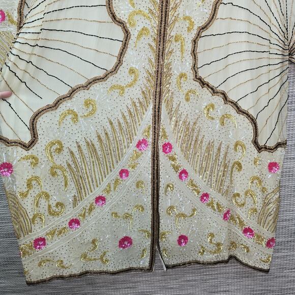 VTG Gunit Silk Beaded Kimono Jacket Womens Size 24 Art Deco 1920's Artsy Flapper - Picture 10 of 16